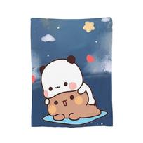 Bubu ir Dudu pledas, aksominis panda ir rudas meškiukas, poros šiltas metamas pledas lovai, sofai, lovos kilimėliui 75cmx90cm