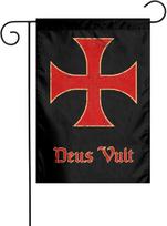 Deus Vult Knights Templar Cross Garden ag 12x18 Inch Yard ag Resistant Uv Garden ags Seasonal ag For Outdoor Holiday Dec 12x18inch red