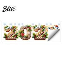 Storefront Holiday Decorations 2027 Gingerbread Christmas Static Window Clings Xmas New Year Decals with Winter Seasonal Glass Film Santa Snowman beige