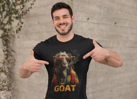 Rasta Smoking Goat T-Shirt | The GOAT Graphic Tee, Reggae Dreadlock Goat Design 3XL beige