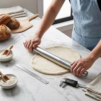 2 pcs Matte Finish Dough Baker Roller 304 Stainless Steel Large Dough Roller Pin Rolling Pin  Baking gray