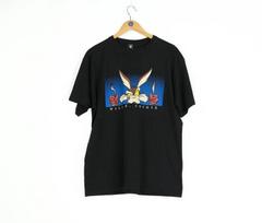 90s Vintage men's LOONEY TUNES Wile. E Coyote 1996 black Unisex T-Shirt XL blue