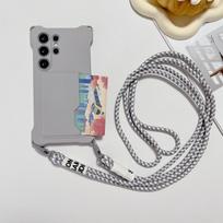 Case For Samsung Galaxy A16 A55 A35 A15 A54 A34 A14 S24 FE S25 Ultra Shockproof Wallet Card Crossbody Strap Cord Lanyard Cover Galaxy S23&Case & Strap gray