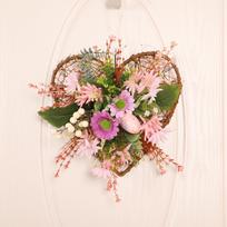 Easter Wreath with Colored Eggs Green Leaves Garland for Farmhouse Ornament Egg Wreath Home Decoration beige