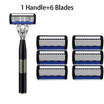 7-Layer Shaver Blade Manual Razor with Replaceable Blades No Skin Damage Blades Shaver Resistant Water Wash Shaver black