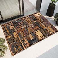 3D medienos grūdų kilimėlis virtuvės grindims Vonios kambario kilimėlis Neslystantis skalbimo kambario kilimėlis Miegamojo kilimas Svetainės grindų kilimėlis 40x60cm brown