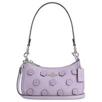 COACH Teri 20 Detachable Logo Strap Pebbled Leather Crossbody Shoulder Bag Small Women's Purple violetinė