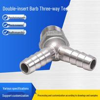 304 Stainless Steel Y-Type Male Thread Double Barb Fitting, Herringbone Three-Way Green Head Hose Connector 304 Female Thread DN15 1/2*12 gray