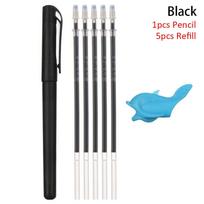 Disappear Gel Pens Blue Automatic Fade Pen Magic Pen Kit Invisible Ink Disappearing Refill Black-5PCS Refil