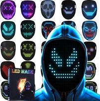 Led Mask Lighted Up Mask - Led Masks with Gesture Sensing Costume for Halloween Costume Cosplay Party Cool Gifts black