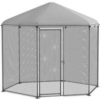 Lauko vištidės aptvaras 5 m² Vielinio tinklo aptvaras dim. 2,8 m ilgio x 2,45 m pločio x 2,46 m aukščio - Dengta teritorija - 5/8 Vištos 280 x 245 x 246 cm