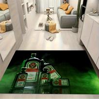 Jagermeister Liquor Bottles Green Smoke Reflection Print Area Rug Bar Drink Non Slip Rectangular Floor Mat Man Cave Gaming Room Home Decor Rug 40x60cm( 15x23in ) white