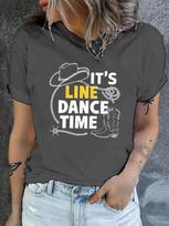It's Line Dance Time Cowboy Hat Boots T-shirt XXXL gray