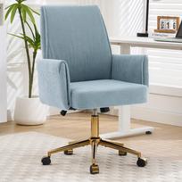 Height-adjustable office swivel chair with medium-high backrest, striped cover fabric and ergonomic shape. The medium backrest provides op 64 x 61 x 107 cm mėlyna