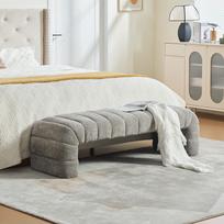 Modern Armless Chenille Upholstered Bed Bench with Channel Tufting, Chaise Longue & Stool for Living Room, Bedroom, Entryway, Gray 160 x 51 x 45 cm pilka