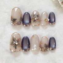 24Pcs French Almond Shaped Colorful Press On Nails Summer Wearable Fake Nail Tips gray