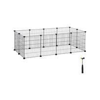 SONGMICS Guinea Pig Playpen, Indoor Rabbit Run Hutch Cage, Large Exercise Enclosure, DIY Metal Modular Fence for Hamster, Pet, Small Animals, Black juoda