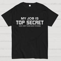 My Job is Top Secret Cotton Summer Casual Cool Loose T-Shirt L raudona