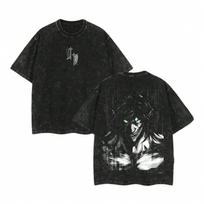 New 'Attack on Titan' Anime Print Vintage Washed Cotton Unisex Top S black