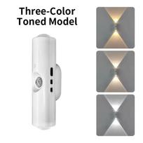 Įkraunamas magnetinis LED naktinis šviestuvas RGB saulėlydžio lempa Belaidis judesio jutiklis Sieninis šviestuvas laiptams, spintai, koridoriui, namų kambario dekoravimui 2 Piece