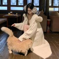Winter Chunky Knit Long Sleeve Oversized Cable Knit Sweater Coat for Women L balta