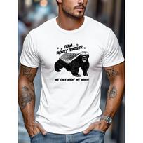 Men'S T-Shirt, Comfortable And Versatile, Easy And Clean, Featuring The TEAM HONEY BADGER Slogan Graphic, for Summer Casual Wear,Round Neck, Plus Size XL balta