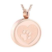 Pet Cremation Jewelry Necklace Stainless Steel Memorial Lockets with Paws Print Keepsakes Ashes Furs Storage Container sidabras