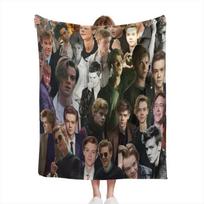 Thomas Brodie-Sangster Collage Thin Blanket Fluffy Soft Bedroom Decor Sofa Blankets Comforter Home and Decoration Summer Blanket Size: 75*100cm, Weight: 230 GSM gray