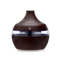 300ML Aroma Oil Diffuser Wood Grain Aromatherapy Machine Creative Air Freshener Machine  Desktop Dark Wood