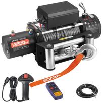 VEVOR Elektrinis gervė, 6100 kg keliamoji galia, 12V DC Sunkvežimio gervė su 9,5 mm skersmens x 24 m Plieniniu lynu, Belaidis ir laidinis nuotolinio valdymo pultas 53.4 x 16 x 21.5 cm