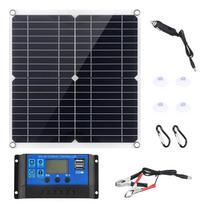 Lankstus 20 W saulės baterijų rinkinys su 300 W valdikliu 12 V maitinimo šaltinio USB įkrovimo sąsaja saulės energija 10A juoda