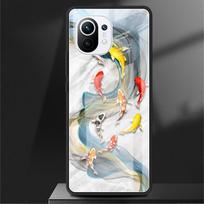 Glass Case For Xiaomi Poco X3 NFC 11 Lite 11T F3 M3 For Redmi Note 11 10 9 8 Pro 10S 9S 9A 9C Phone Cover Gold Foil Lotus Redmi Note 9S gray