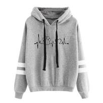 Autumn and winter long sleeved cat paw and heart printed hooded sweatshirt 6978 L geltona