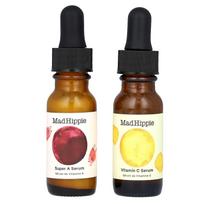 Mad Hippie, Day & Night Dual Pack, Vitamin C and Super A Serum, 2 bottles, 0.5 fl oz (15 ml) each black