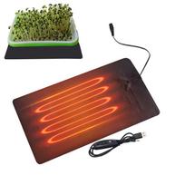 Daigų šildymo kilimėlis Augalų dygimui Atsparus vandeniui PVC Oda Šildymo kilimėlis USB 3 reguliuojamos temperatūros Šiltas Hidroponikos šildymo kilimėlis 15X22cm black