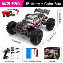 16101 Pro 1:16 75KM/H 4WD RC Car With LED Light 2.4G Remote Control Cars High Speed Drift Monster Truck for Children Gift gray