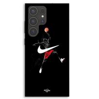 Dėklas Samsung Galaxy S23 Ultra Nike Jordan logotipas juodas fonas Maniacase juoda