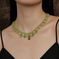 Mori crystal beaded lace water drop necklace light luxury niche small fresh collarbone chain elegant temperament versatile necklace brown