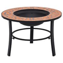 Fire Pit Mosaic Ceramic Terracotta 68 cm