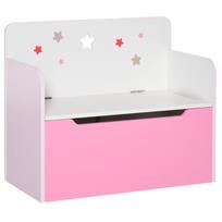 Storage Bench with Backrest in Wood for Children from 3-6 Years, 60x30x50 cm, Pink 60 x 30 x 50 cm rožinė