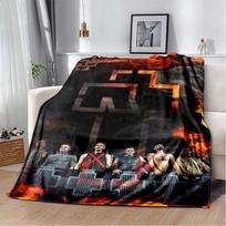 Rammstein Band Member Collage Fire Flame Logo Flannel Blanket German Industrial Metal Rock Throw Blanket Biker Bedroom Warm Sofa Cover 80cm x 120cm gray