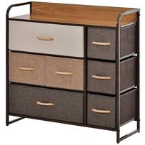 Chest of Drawers 7 Drawers Storage Cabinet Folding Fabric Drawer - Black Steel Frame - 80L x 29W x 78.5H cm, Multicoloured 80 x 29 x 78.5 cm