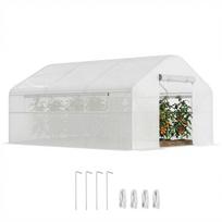 Garden greenhouse 4 x 3 x 2m with roll-up doors and large windows, garden tunnel greenhouse, white 395 x 300 x 197 cm