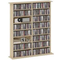 16-Compartment Media Shelf - Nature Wood Finish 106.5 x 24 x 126.3 cm