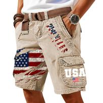 Men's Summer Printed Casual Multi-Pocket Cargo Shorts XXL black