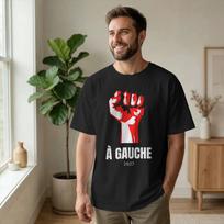 French A Gauche 2027 Poing Elections Men T Shirt LFI Insoumis Fun Tee Shirt Short Sleeve O Neck XXXL black
