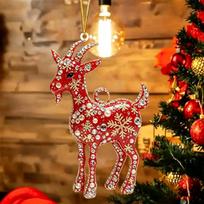 Acrylic Chinese Zodiac Goat Hanging Ornament Auspicious Red Gold Design For Spring Festival  Year Home Decoration red
