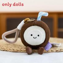 Cuter Coconut Mango Tangerine Fruit Plush Keychain With Soft Pp Cotton For Kids And Gift Enthusiasts Coconut black