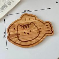 Animacinis Pjaustymo Lenta Kawaii Medinė Maisto Lenta Cinamono Bandelės Mergaitė Vaikai Duona Pusryčių Lėkštė Vaisių Deserto Lėkštė as the picture beige