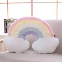 Spalvinga vaivorykštės pliušinė sofos pagalvė jaukiai namų puošybai ir žaidimų linksmybėms Rainbow beige